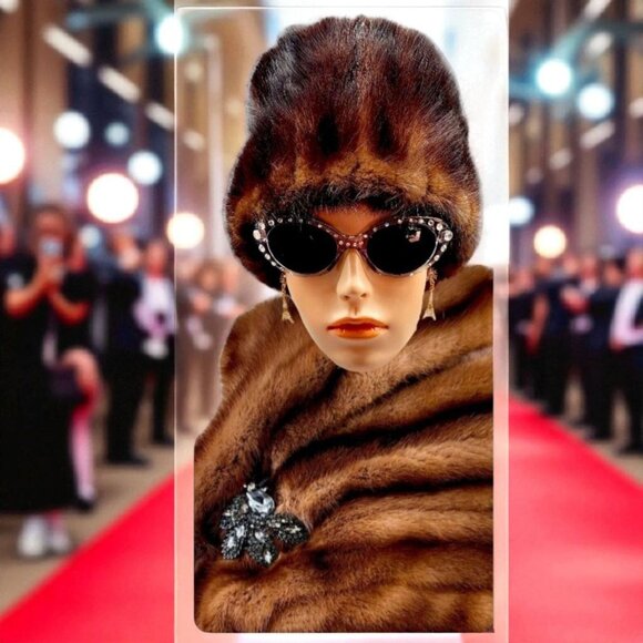Vintage 1960s Mahogany Brown Mink Fur Cloche Hat Snow Bunny Old Hollywood Style - Picture 1 of 13